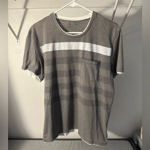 I.N.C. Grey Pocketed Striped Large T-Shirt